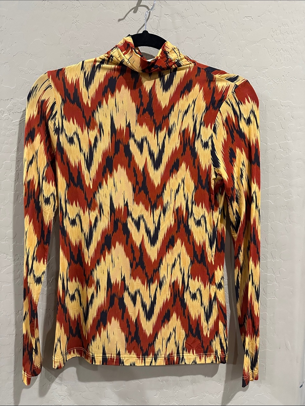 Ulla Johnson Rust, Yellow & Black Abstract Mock Neck Long Sleeve Top